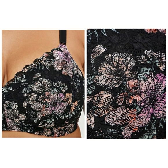 Torrid WIRE-FREE LIGHTLY LINED PRINTED LACE 360° BACK SMOOTHING BRA 44D - Picture 5 of 9